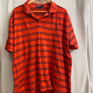 Polo by Ralph Lauren Men's Orange Striped Shirt